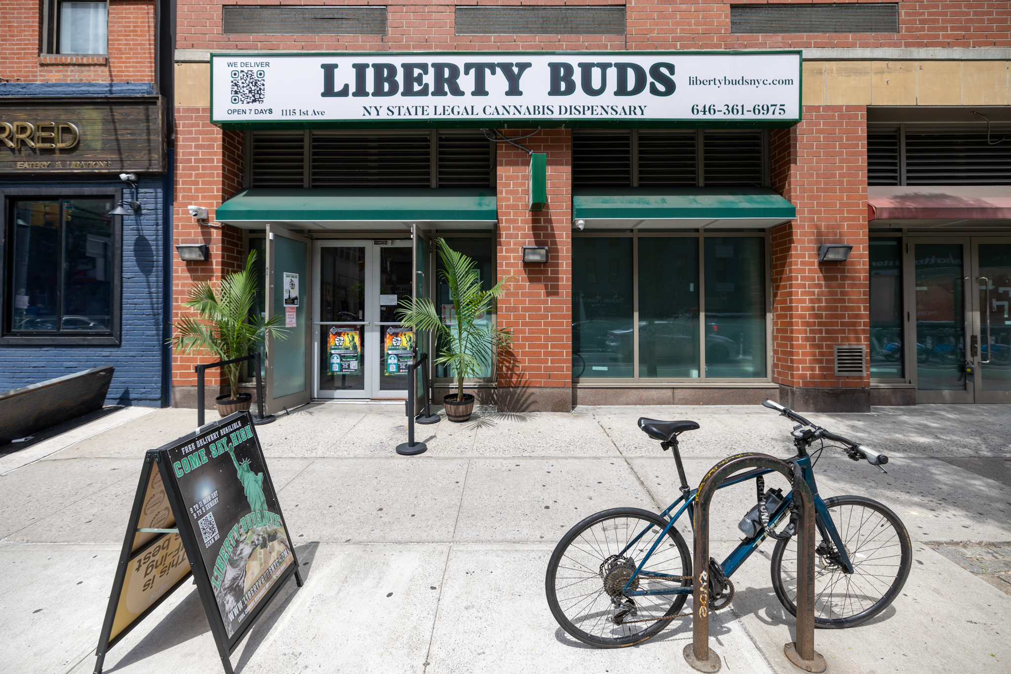 Liberty Buds NYC cannabis dispensary storefront on 1st Ave