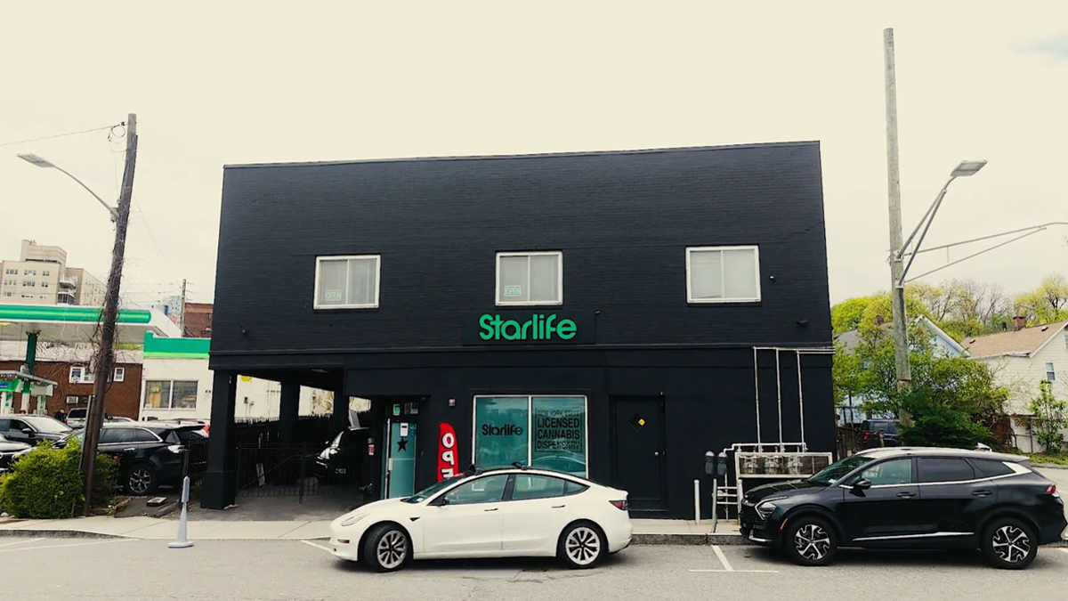A front entrance of the Starlife Dispensary building